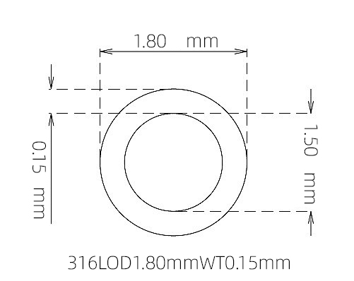 316L Stainless Steel Capillary Tube – 1.80mm OD x 1.50mm ID x 0.15mm Wall