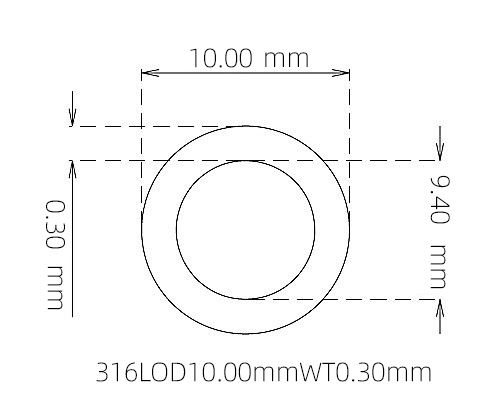 316L Stainless Steel Capillary Tube – 10.00mm OD x 9.40mm ID x 0.30mm Wall