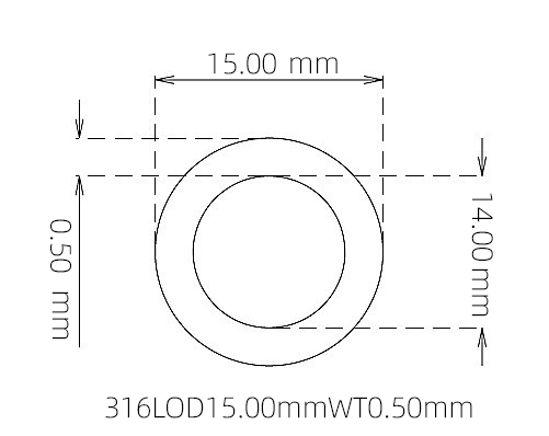 316L Stainless Steel Capillary Tube – 15.00mm OD x 14.00mm ID x 0.50mm Wall