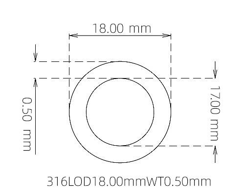 316L Stainless Steel Capillary Tube – 18.00mm OD x 17.00mm ID x 0.50mm Wall