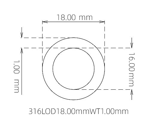 316L Stainless Steel Capillary Tube – 18.00mm OD x 16.00mm ID x 1.00mm Wall