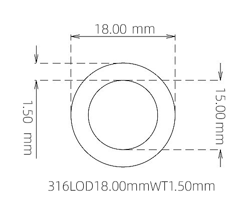 316L Stainless Steel Capillary Tube – 18.00mm OD x 15.00mm ID x 1.50mm Wall