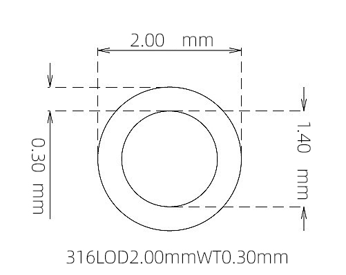 316L Stainless Steel Capillary Tube – 2.00mm OD x 1.40mm ID x 0.30mm Wall