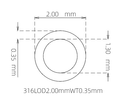 316L Stainless Steel Capillary Tube – 2.00mm OD x 1.30mm ID x 0.35mm Wall