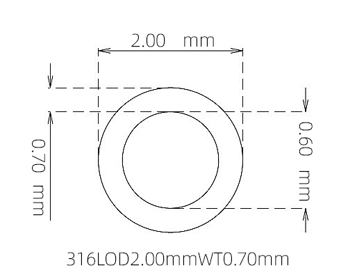 316L Stainless Steel Capillary Tube – 2.00mm OD x 0.60mm ID x 0.70mm Wall