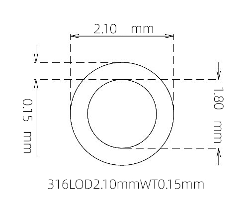316L Stainless Steel Capillary Tube – 2.10mm OD x 1.80mm ID x 0.15mm Wall