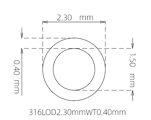 316L Stainless Steel Capillary Tube – 2.30mm OD x 1.50mm ID x 0.40mm Wall