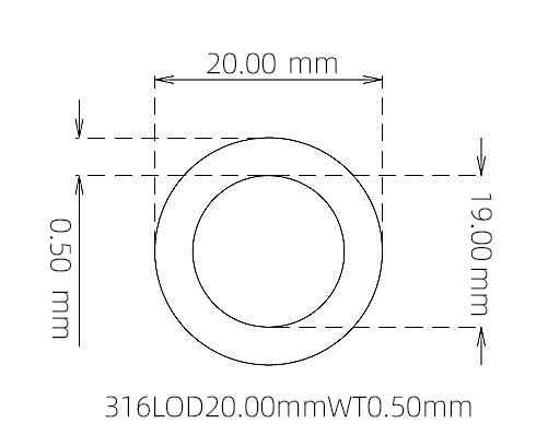 316L Stainless Steel Capillary Tube – 20.00mm OD x 19.00mm ID x 0.50mm Wall