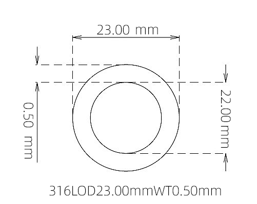 316L Stainless Steel Capillary Tube – 23.00mm OD x 22.00mm ID x 0.50mm Wall