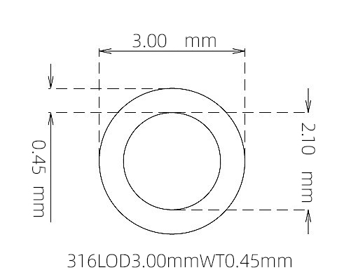 316L Stainless Steel Capillary Tube – 3.00mm OD x 2.10mm ID x 0.45mm Wall