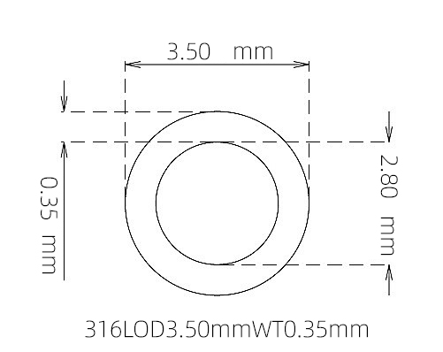 316L Stainless Steel Capillary Tube – 3.50mm OD x 2.80mm ID x 0.35mm Wall