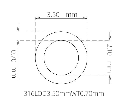 316L Stainless Steel Capillary Tube – 3.50mm OD x 2.10mm ID x 0.70mm Wall