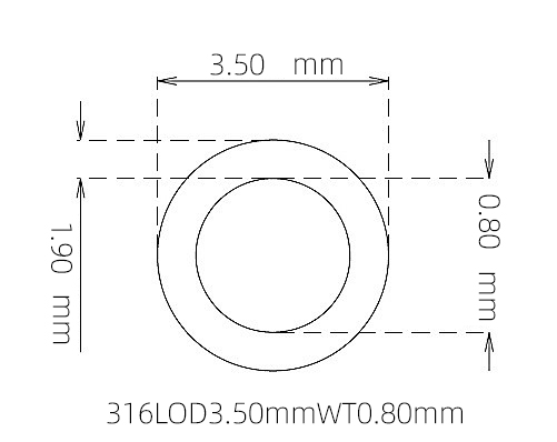 316L Stainless Steel Capillary Tube – 3.50mm OD x 1.90mm ID x 0.80mm Wall