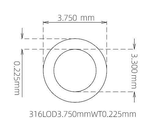 316L Stainless Steel Capillary Tube – 3.750mm OD x 3.300mm ID x 0.225mm Wall
