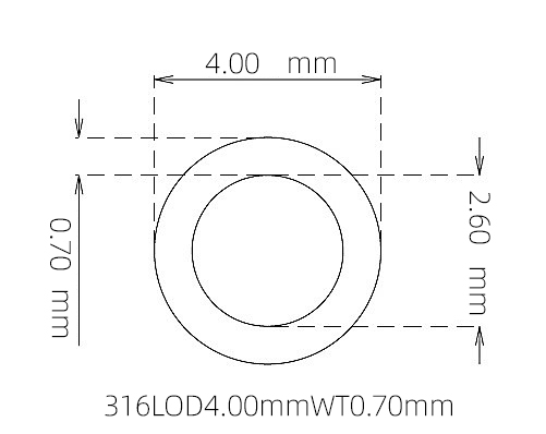 316L Stainless Steel Capillary Tube – 4.00mm OD x 2.60mm ID x 0.70mm Wall