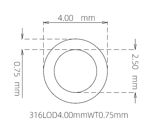 316L Stainless Steel Capillary Tube – 4.00mm OD x 2.50mm ID x 0.75mm Wall