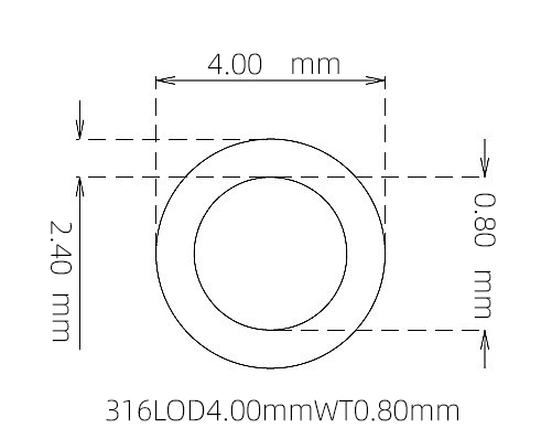 316L Stainless Steel Capillary Tube – 4.00mm OD x 2.40mm ID x 0.80mm Wall