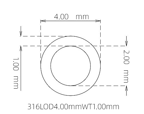 316L Stainless Steel Capillary Tube – 4.00mm OD x 2.00mm ID x 1.00mm Wall