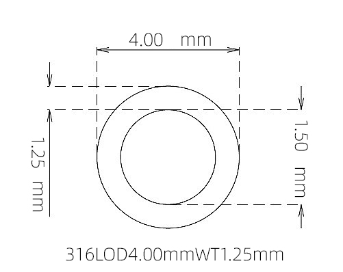 316L Stainless Steel Capillary Tube – 4.00mm OD x 1.50mm ID x 1.25mm Wall