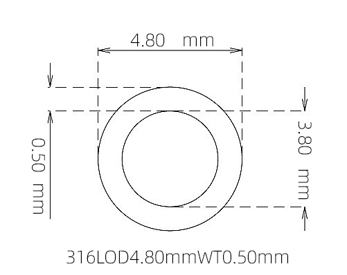 316L Stainless Steel Capillary Tube – 4.80mm OD x 3.80mm ID x 0.50mm Wall