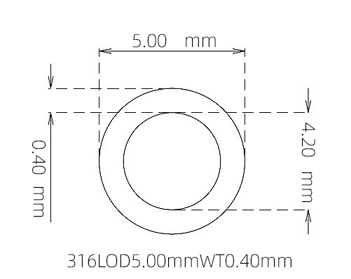 316L Stainless Steel Capillary Tube – 5.00mm OD x 4.20mm ID x 0.40mm Wall