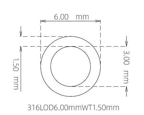 316L Stainless Steel Capillary Tube – 6.00mm OD x 3.00mm ID x 1.50mm Wall