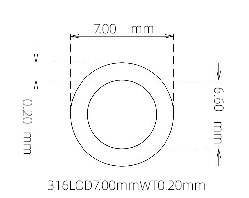 316L Stainless Steel Capillary Tube – 7.00mm OD x 6.60mm ID x 0.20mm Wall