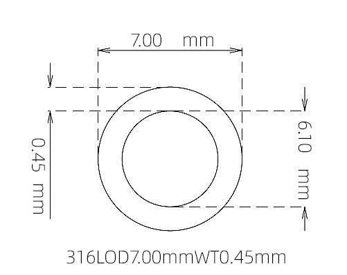 316L Stainless Steel Capillary Tube – 7.00mm OD x 6.10mm ID x 0.45mm Wall