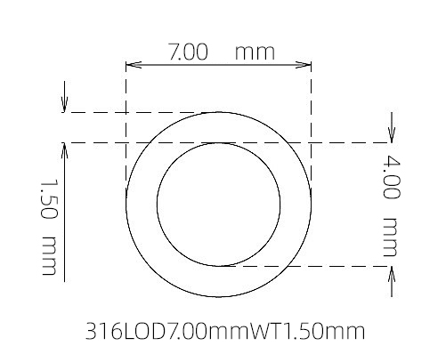 316L Stainless Steel Capillary Tube – 7.00mm OD x 4.00mm ID x 1.50mm Wall