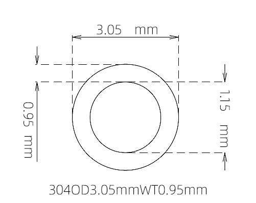 3.05mm / 1.15mm Stainless Steel 304 Capillary Tube | 0.95mm Thin Wall Precision Tubing Manufacturer