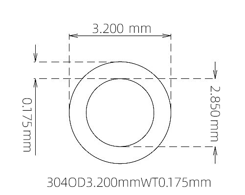 3.200mm / 2.850mm Stainless Steel 304 Capillary Tube | 0.175mm Thin Wall Precision Tubing Manufacturer