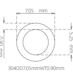 7.05mm / 5.25mm Stainless Steel 304 Capillary Tube