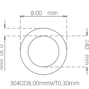 8.00mm / 7.40mm Stainless Steel 304 Capillary Tube