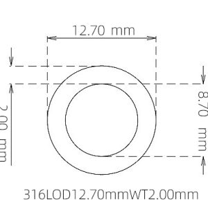 12.70mm / 8.70mm Stainless Steel 316L Capillary Tube