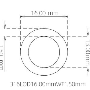 16.00mm / 13.00mm Stainless Steel 316L Capillary Tube