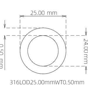 25.00mm / 24.00mm Stainless Steel 316L Capillary Tube