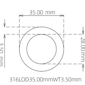 35.00mm / 28.00mm Stainless Steel 316L Capillary Tube