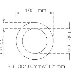 4.00mm / 1.50mm Stainless Steel 316L Capillary Tube