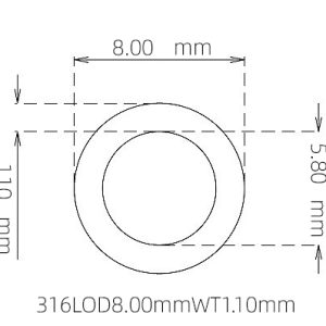 8.00mm / 5.80mm Stainless Steel 316L Capillary Tube